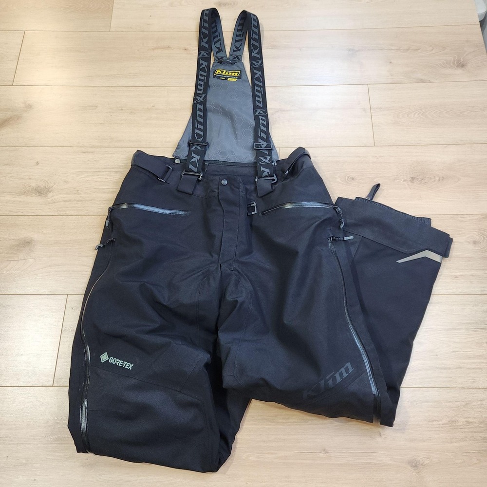Klim PowerXross Snow Pants Mens Large Black Gore-Tex Bib Ski Waterproof Shell